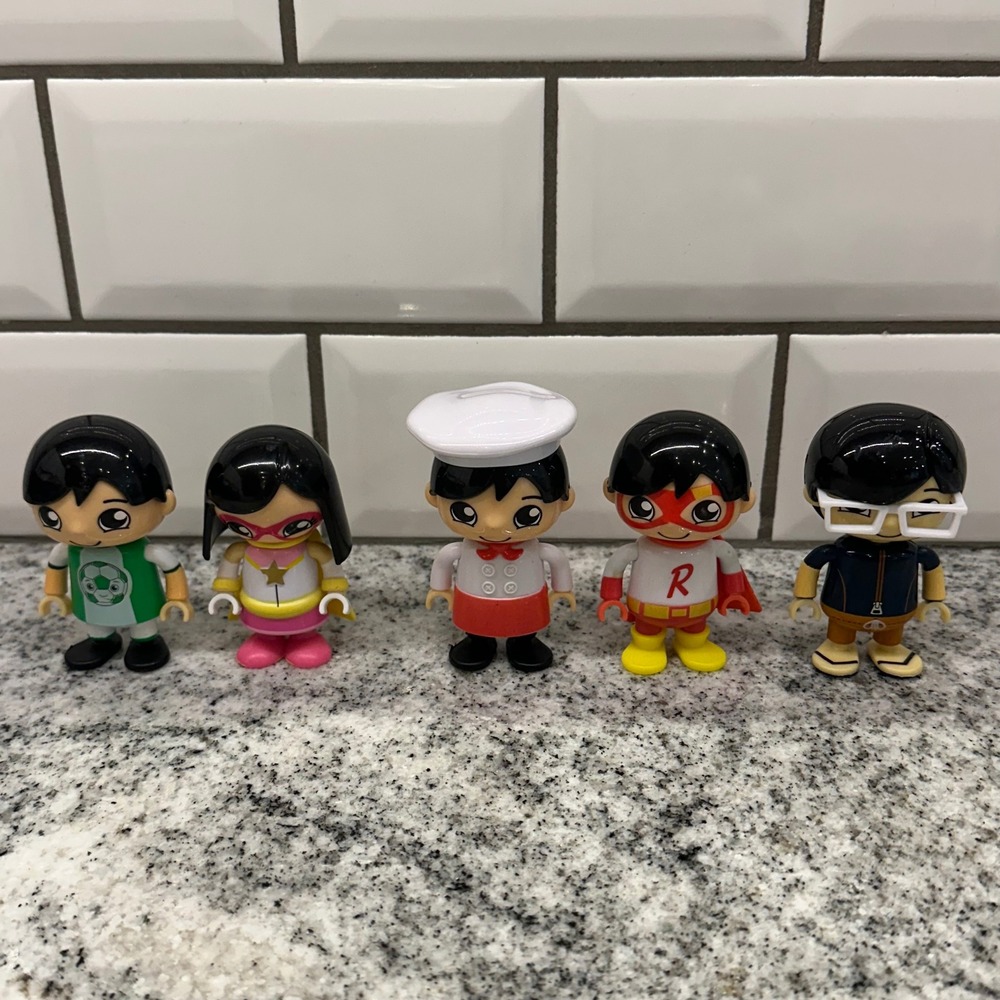 Ryan's World Kids Action Figure Lot Multicolor Red Titan Chef Soccer Panda